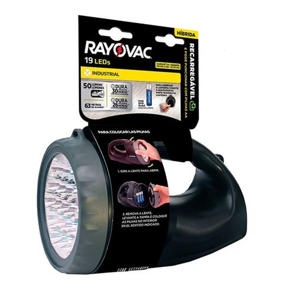 Lanterna Recarregável Híbrida 19 LEDs Bivolt - Rayovac