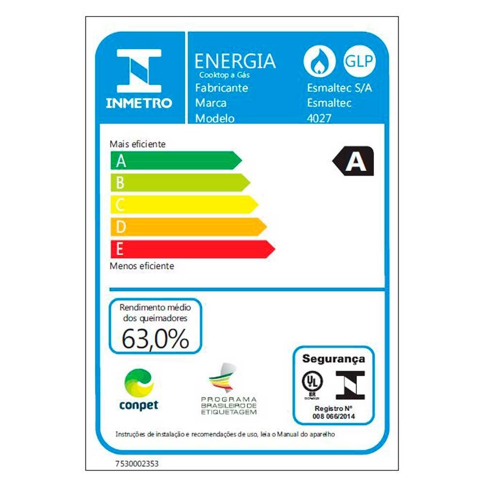 Fogão de Mesa Esmaltec - 4 Bocas Laguna, Mesa de Inox, Branco