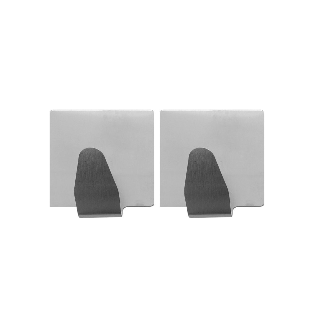 Gancho Adesivo Inox Quadrado Pro - Embalagem Contendo 2 Unidades