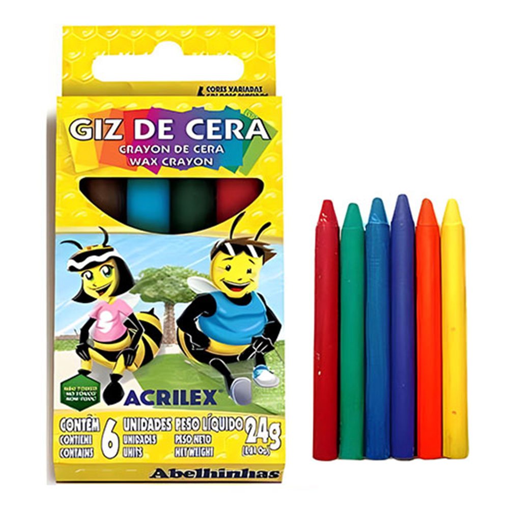 Giz De Cera Com 6 Cores 24g Acrilex
