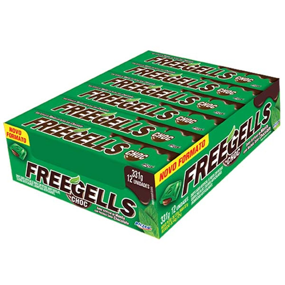 Drops Freegells Display Com 12 Unidades Sabor Menta Com Chocolate Riclan