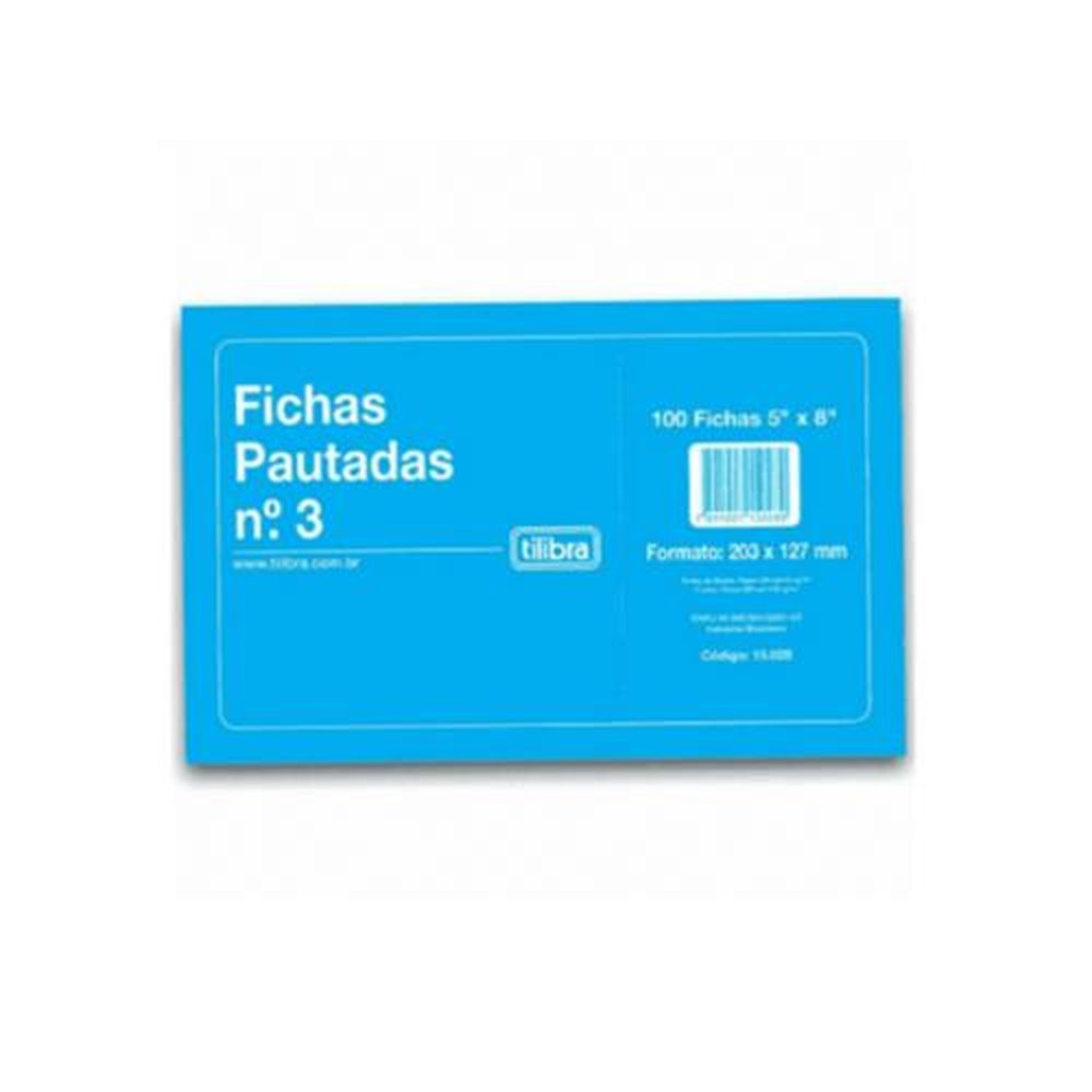 Ficha Pautada Tilibra n° 3 com 100 fichas 5 x 8