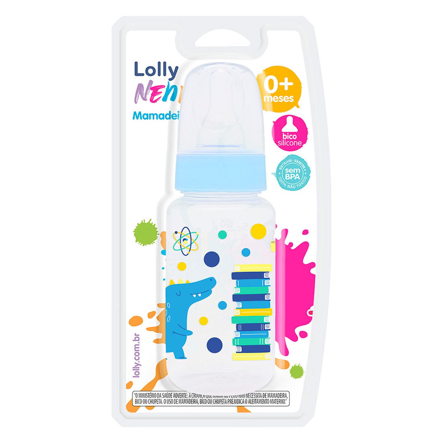 Mamadeira Lolly Tip Silicone Redondo 150Ml Azul Blister 1460