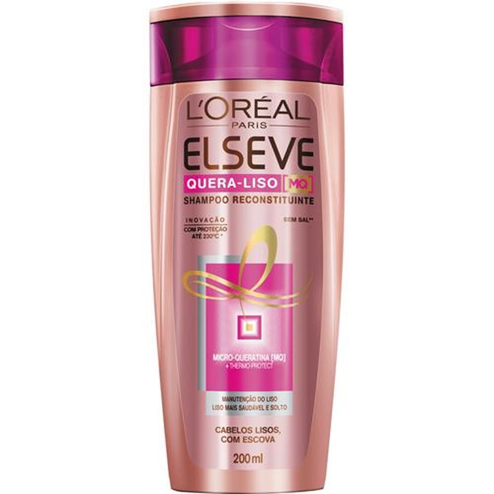 Shampoo Elséve Quera Liso Micro Queratina 200ml - L'oréal