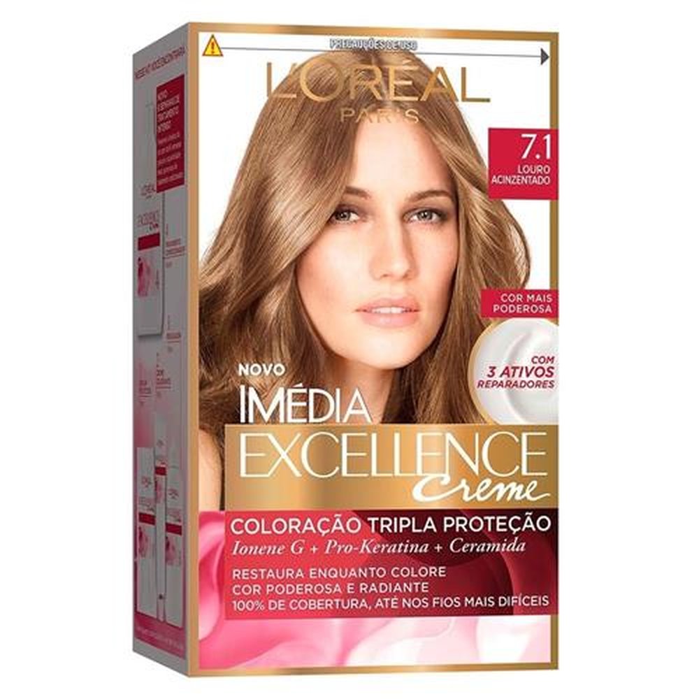 Tinta de Cabelo Imédia Excellence 7.1 Louro Acinzentado 47g