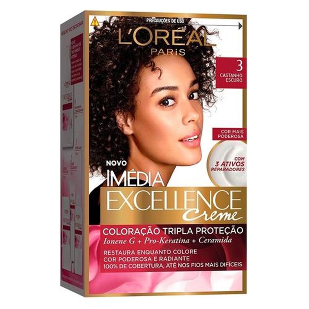 Tinta de Cabelo Imédia Excellence 3 Castanho Escuro 47g