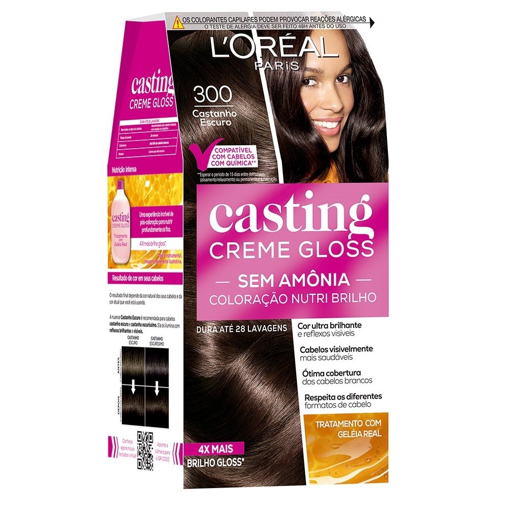 Tinta de Cabelo Loreal Paris Casting Creme Gloss - 300 Castanho Escuro