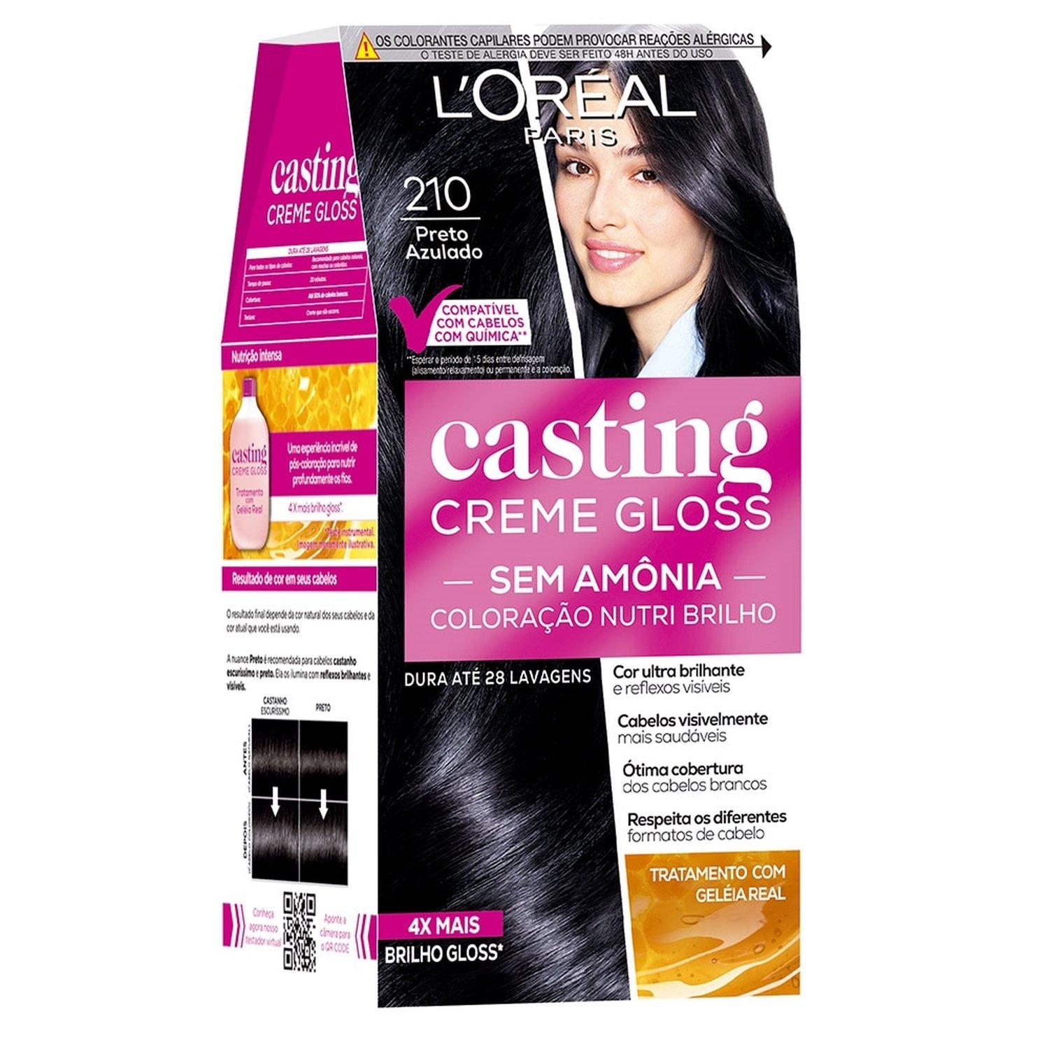 Tinta de Cabelo Loreal Paris Casting Creme Gloss - 210 Preto Azulado
