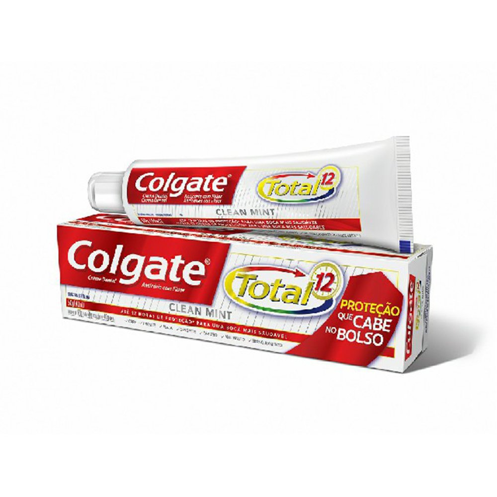 Creme Dental Colgate Total Clean Mint 24 horas, Anticárie com Flúor 50g - Embalagem com 12 Unidades