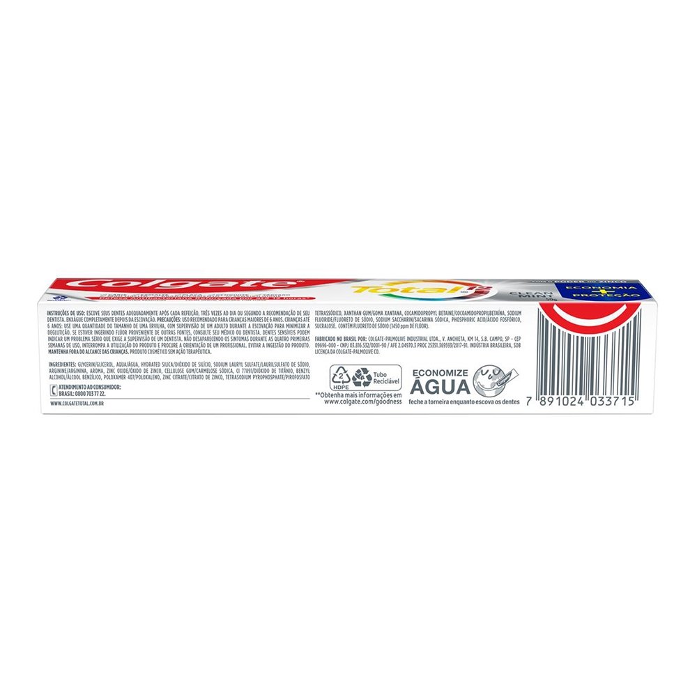 Creme Dental Colgate Total Clean Mint 24 horas, Anticárie com Flúor 50g - Embalagem com 12 Unidades