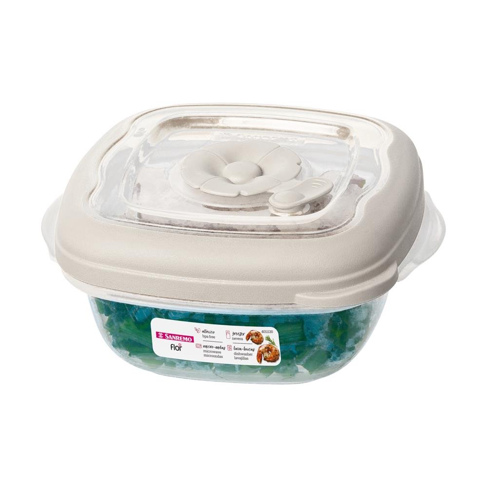 Pote Quadrado Plastico Sanremo 280Ml Bege
