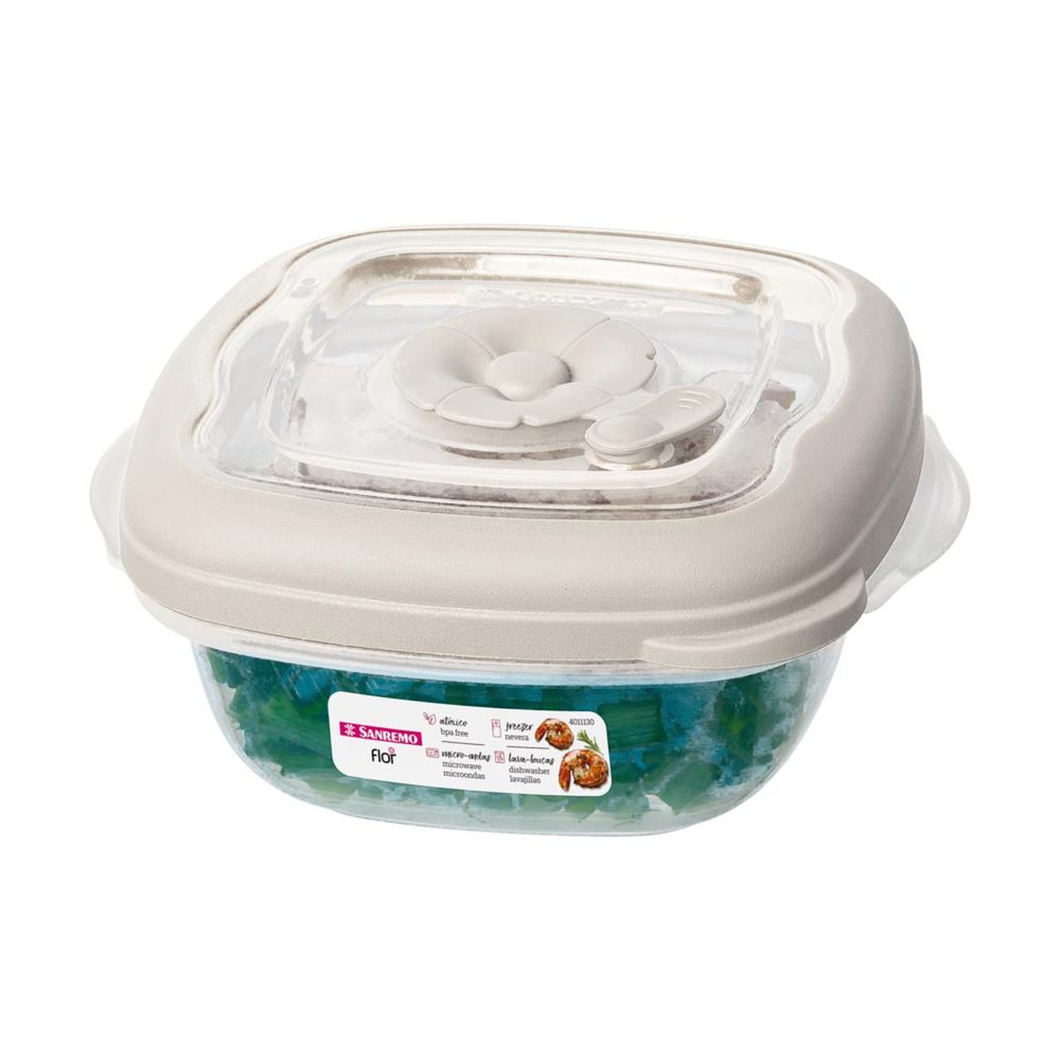 Pote Quadrado Plastico Sanremo 280Ml Bege