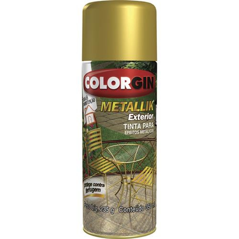 Tinta Spray Colorgin Metallik Dourado 350ml