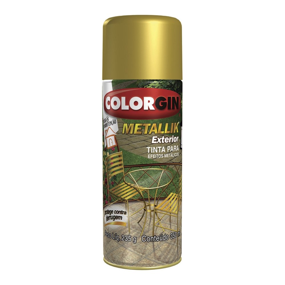 Tinta Spray Colorgin Metallik Dourado 350ml