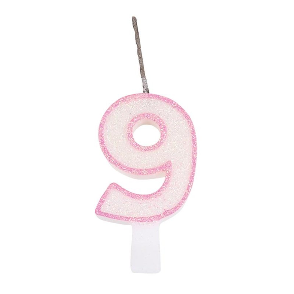 Vela Glitter Rosa N 9