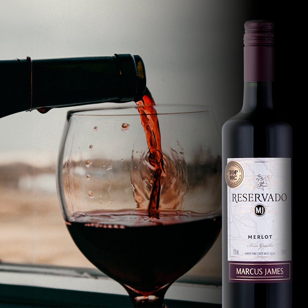 Vinho Reservado Marcus James Merlot Tinto Meio Seco 750ml