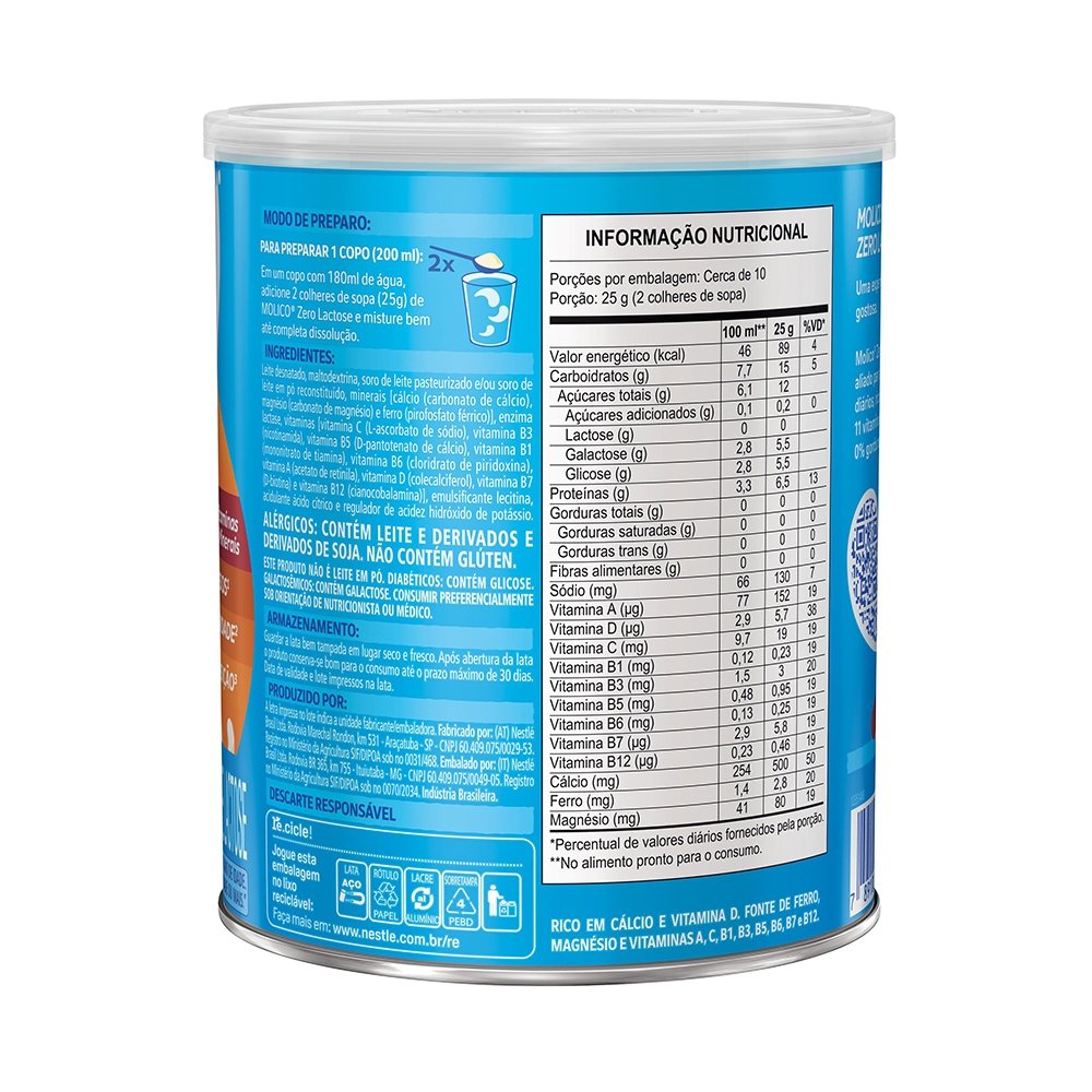 Leite em pó Molico Zero Lactose 260g