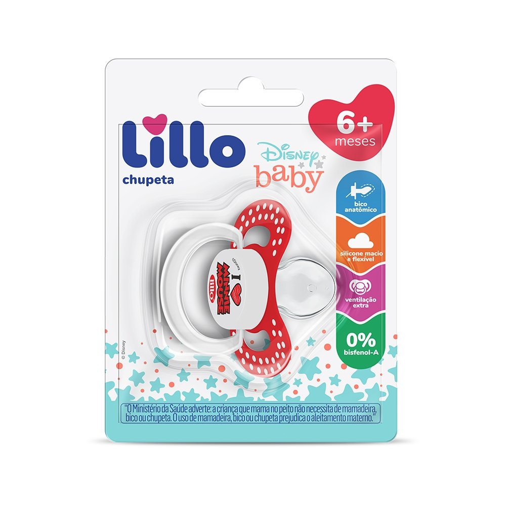 Chupeta Lillo Funny Disney Orto Silicone Tamanho 2 Vermelho