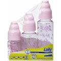 Kit 3 Mamadeiras Lolly Bico Universal Rosa 3 Pecas
