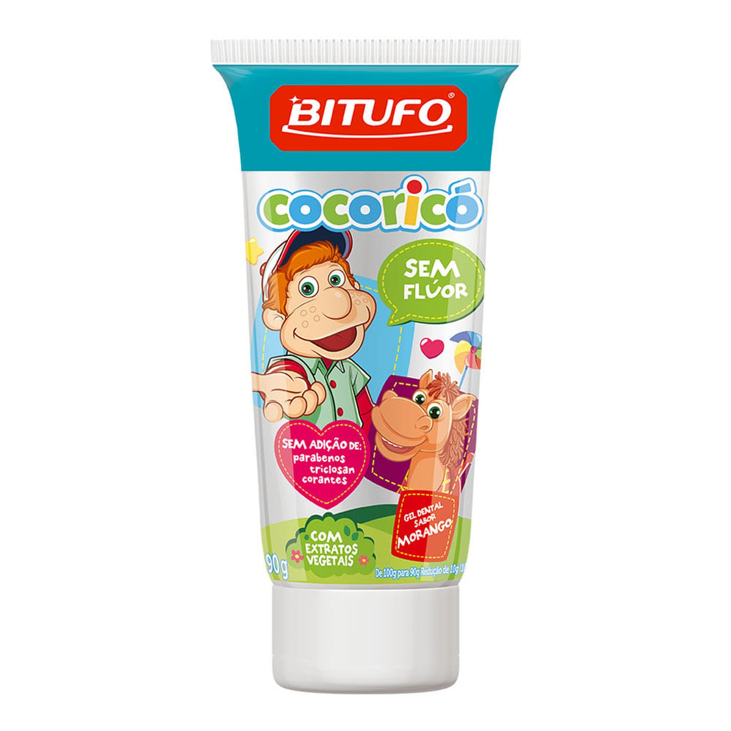 Gel Dental Bitufo Cocorico S/Fluor 90G Morango