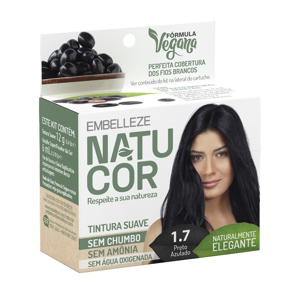 Tintura em Pó Pequena 1.7 Jamelão - Preto Azulado - Natucor