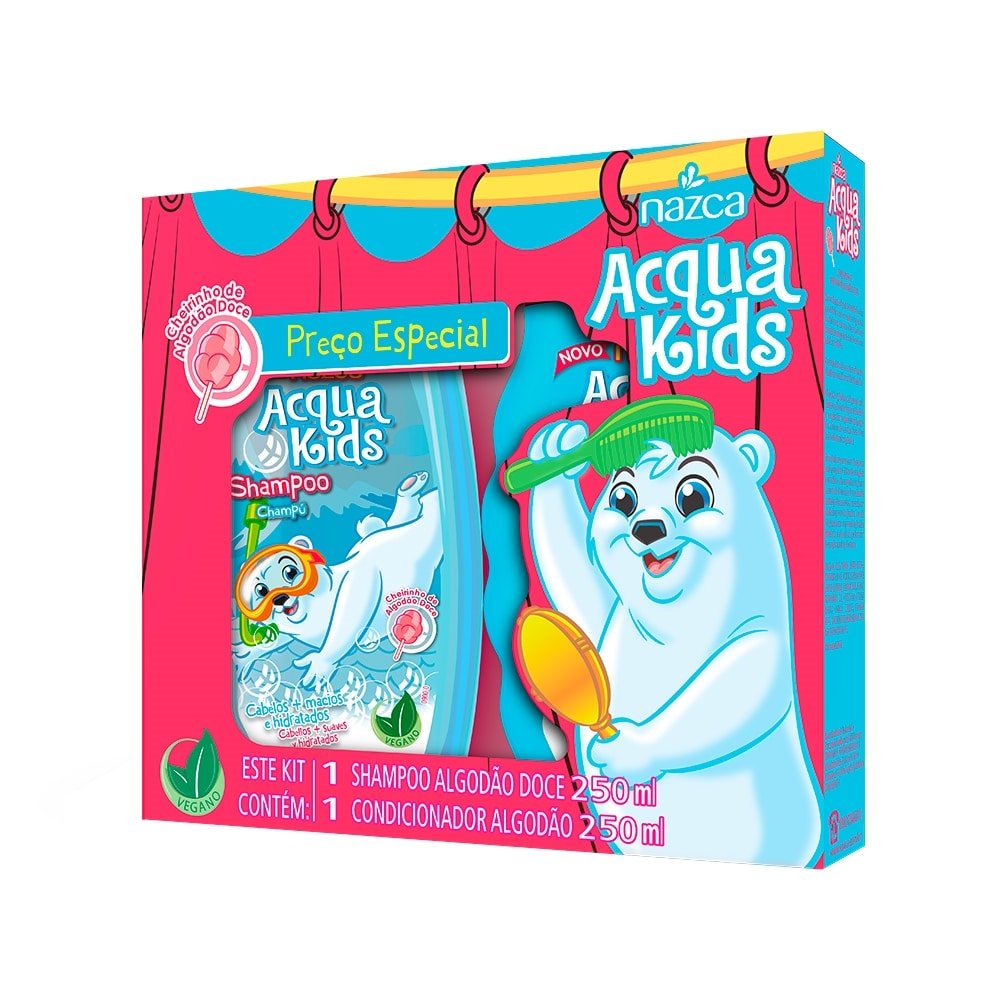 Kit Shampoo + Condicionador Acqua Kids Algodão Doce 250ml