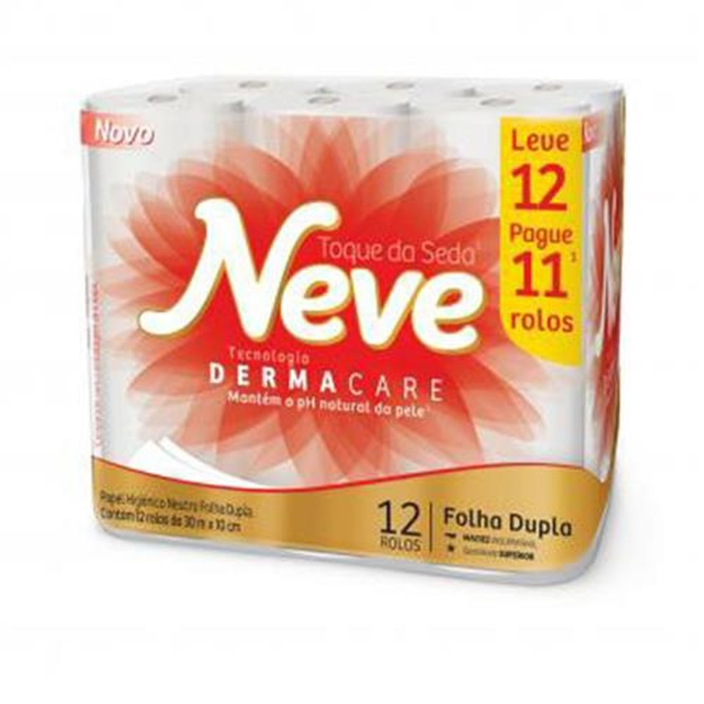 Papel Higienico Neve Neutro Folha Dupla Leve 12 Pague 11 30m