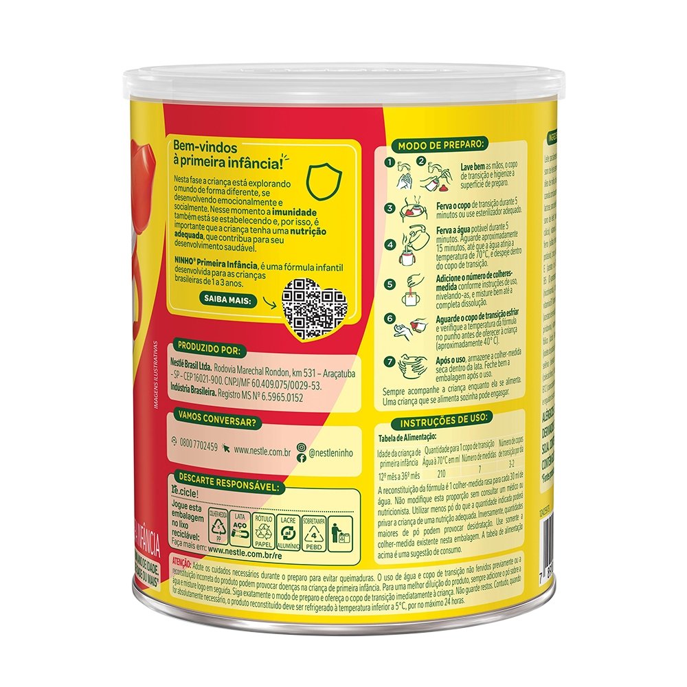 Leite em Pó Ninho Fases 1+ Primeira Infância Fórmula Infantil Lata 400g