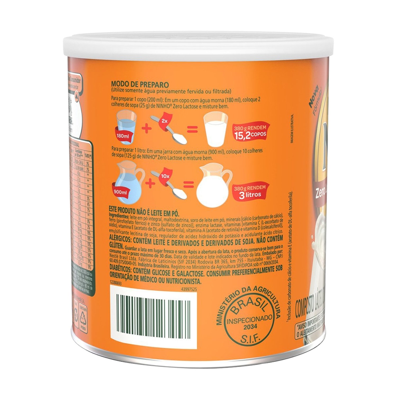 Composto Lácteo Ninho Zero Lactose 380g