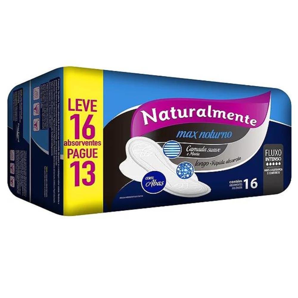 Absorvente Noturno Com Abas Suave Naturalmente Gel Mais Leve 16 Pague 13