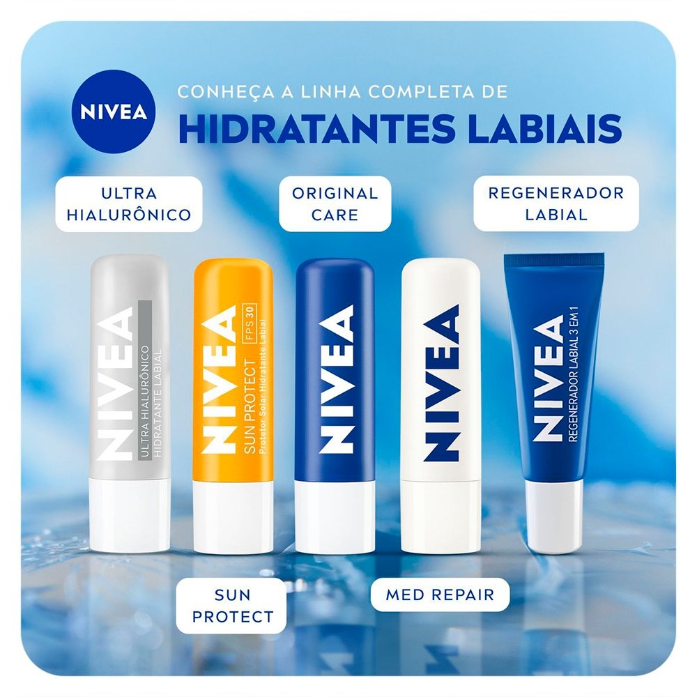 Protetor Labial Nivea Hidratante Original Care 4,8g