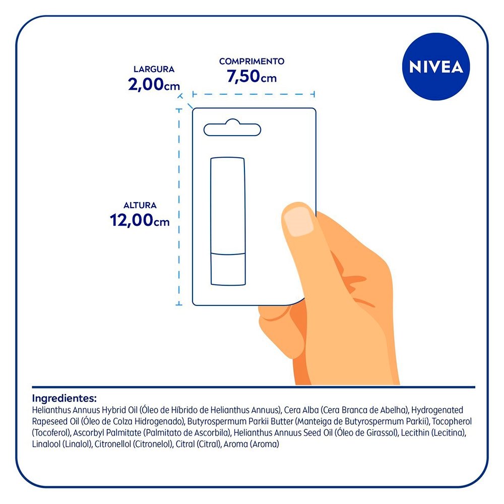 Protetor Labial Nivea Hidratante Original Care 4,8g