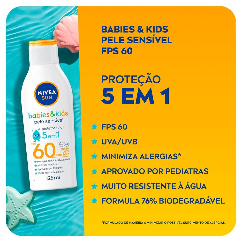 Protetor Solar Nivea Sun Kids & Babies Pele Sensível FPS 60 - 125ml