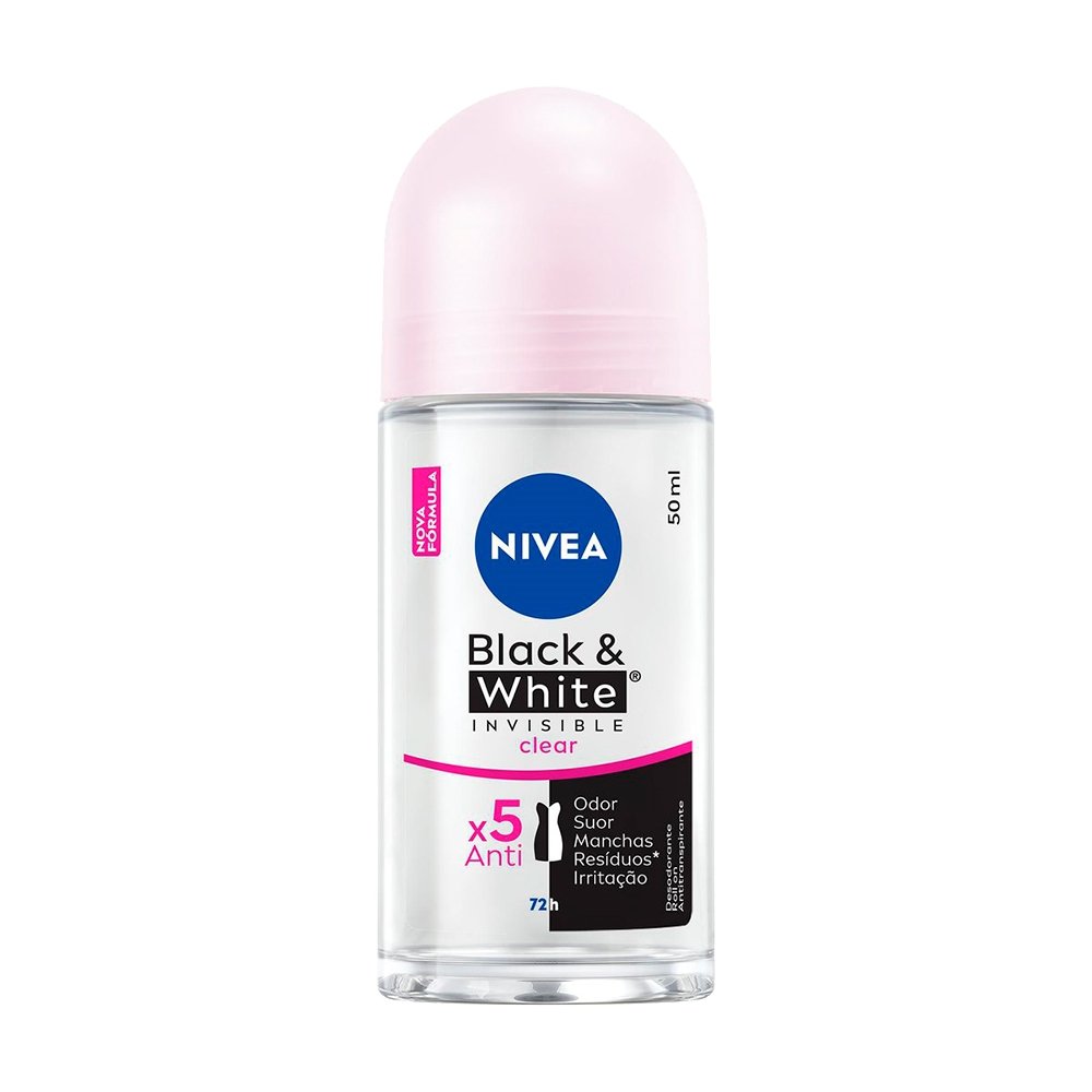 Desodorante Nivea Roll On Feminino Invisible Black White Clear 50ml