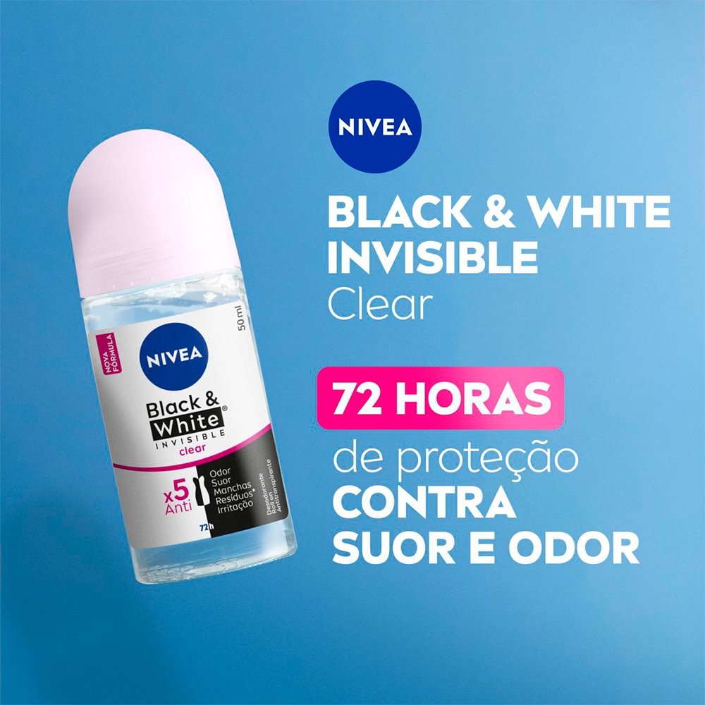 Desodorante Nivea Roll On Feminino Invisible Black White Clear 50ml