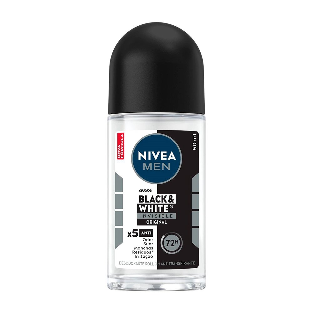 Desodorante Nivea Roll On Masculino Invisible Black & White Original 50ml