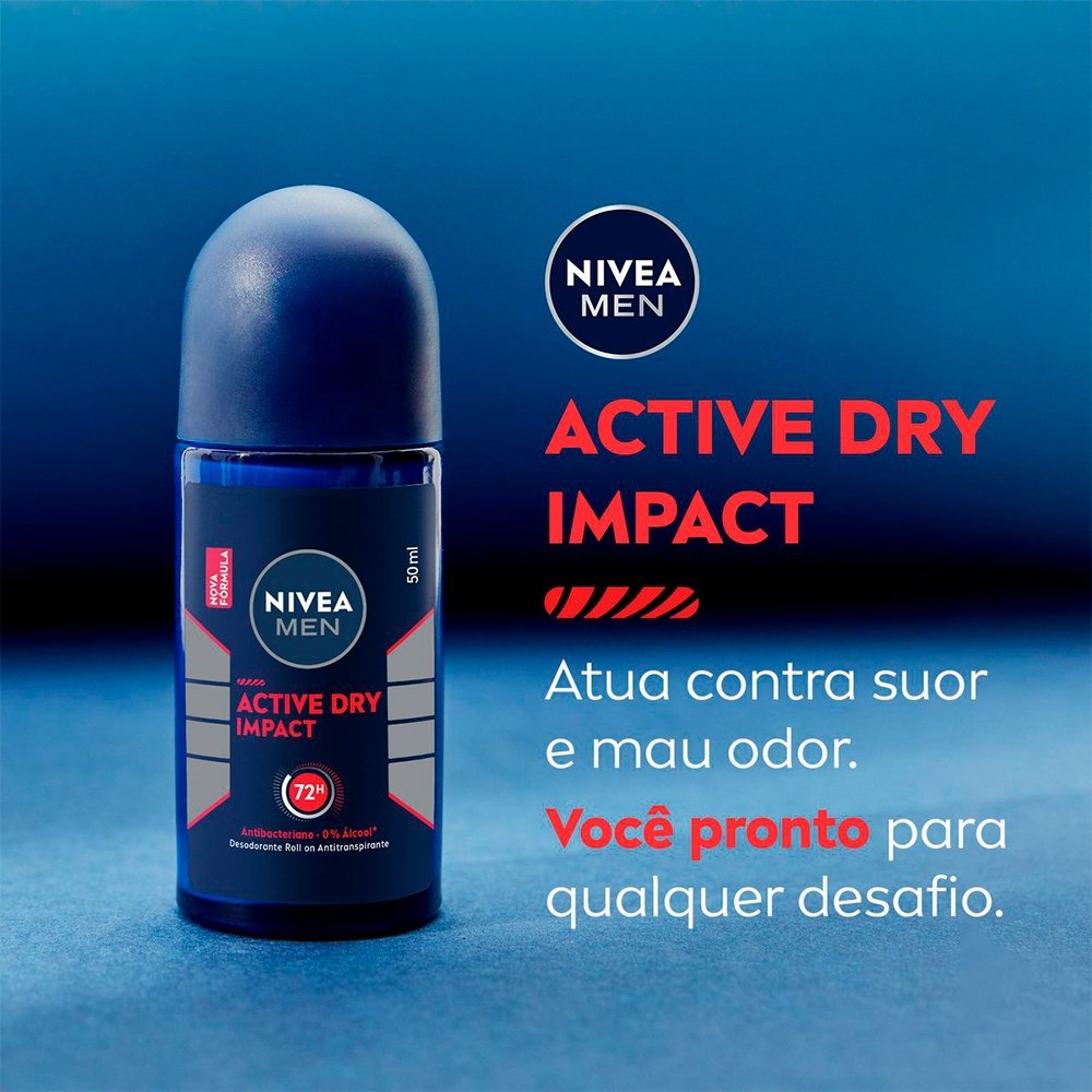 Desodorante Nivea Roll On Masculino Dry Impact Plus 50ml