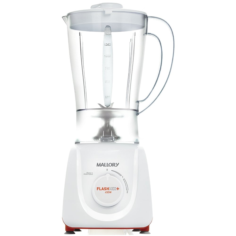 Liquidificador Mallory Flash Mix - Copo de Plástico, 2 Velocidades + Pulsar, 450W, Branco, 110V