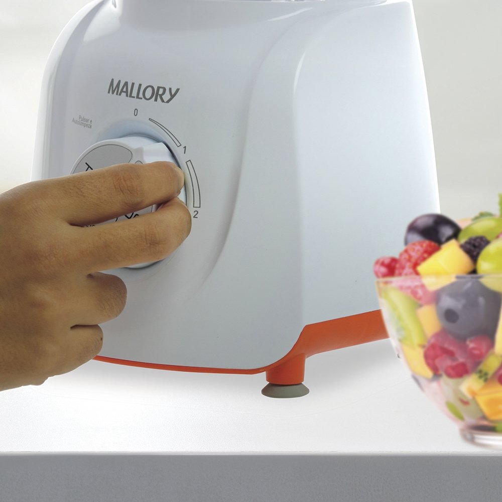 Liquidificador Mallory Flash Mix - Copo de Plástico, 2 Velocidades + Pulsar, 450W, Branco, 110V