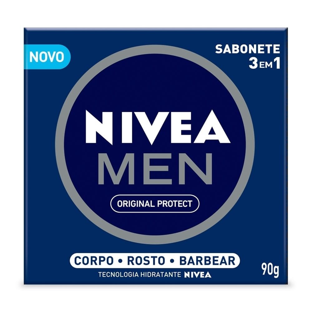 Sabonete Nivea Men Original Protect 3 em 1 90g Embalagem com 12 Unidades