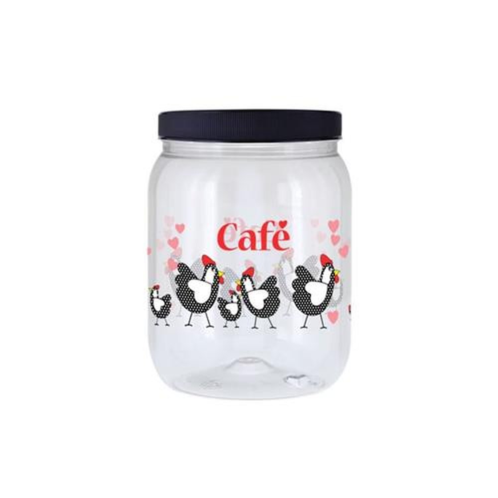 Pote Plástico 1,7L Redondo Decorado Galinha Café Bandeirante