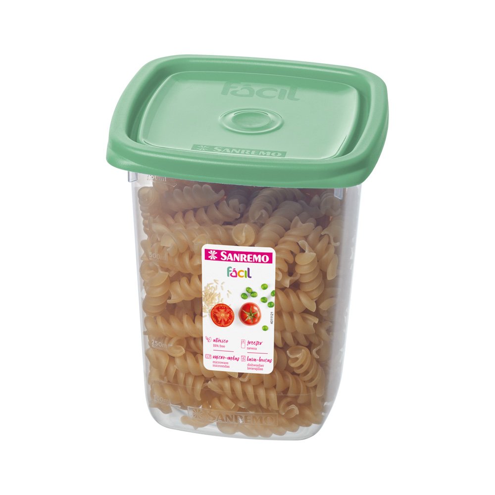 Pote Quadrado Plastico Sanremo 800Ml Acai e Verde