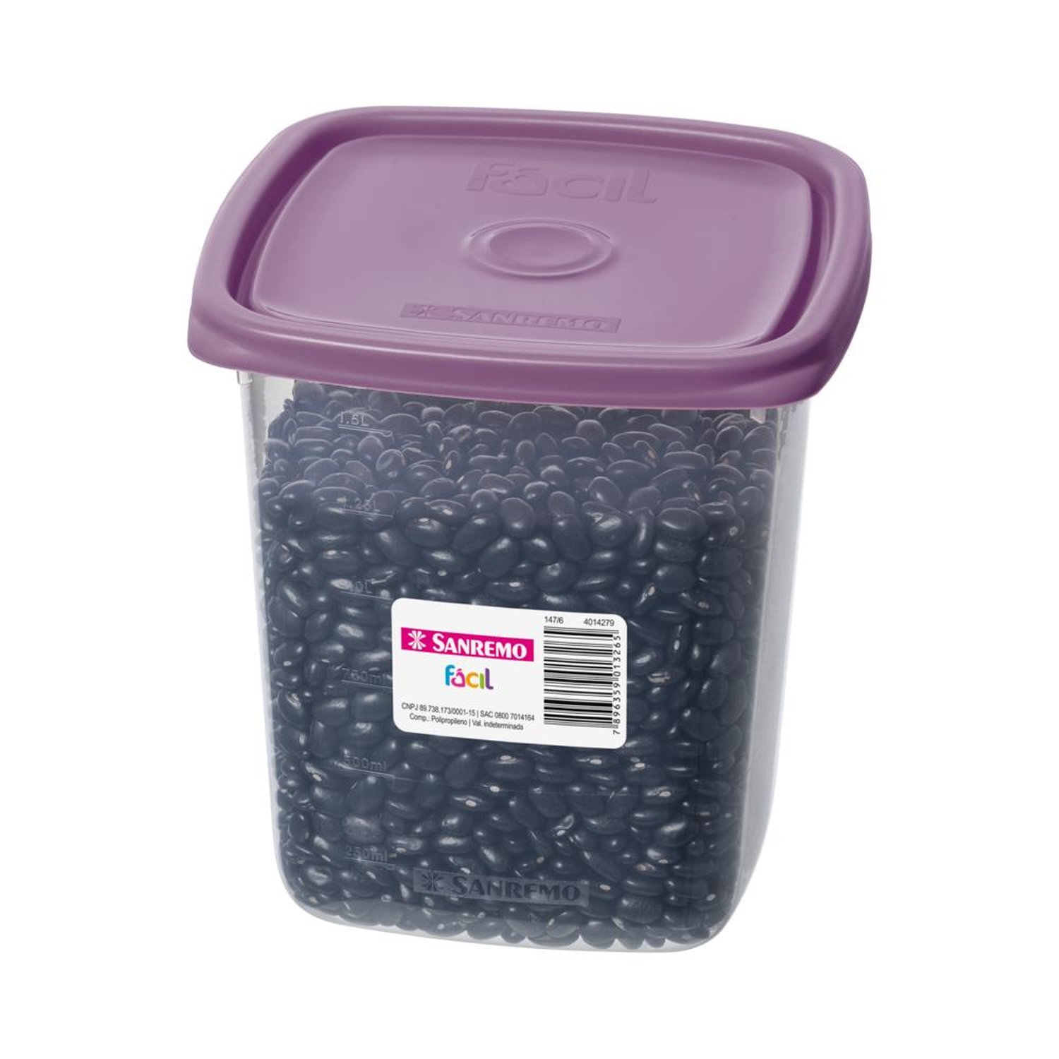Pote Quadrado Plastico Sanremo 1,7L Acai e Verde