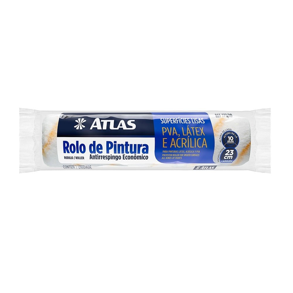 Rolo Lã Sintético 773/10 Antirespingo Econômico 23CM - Atlas