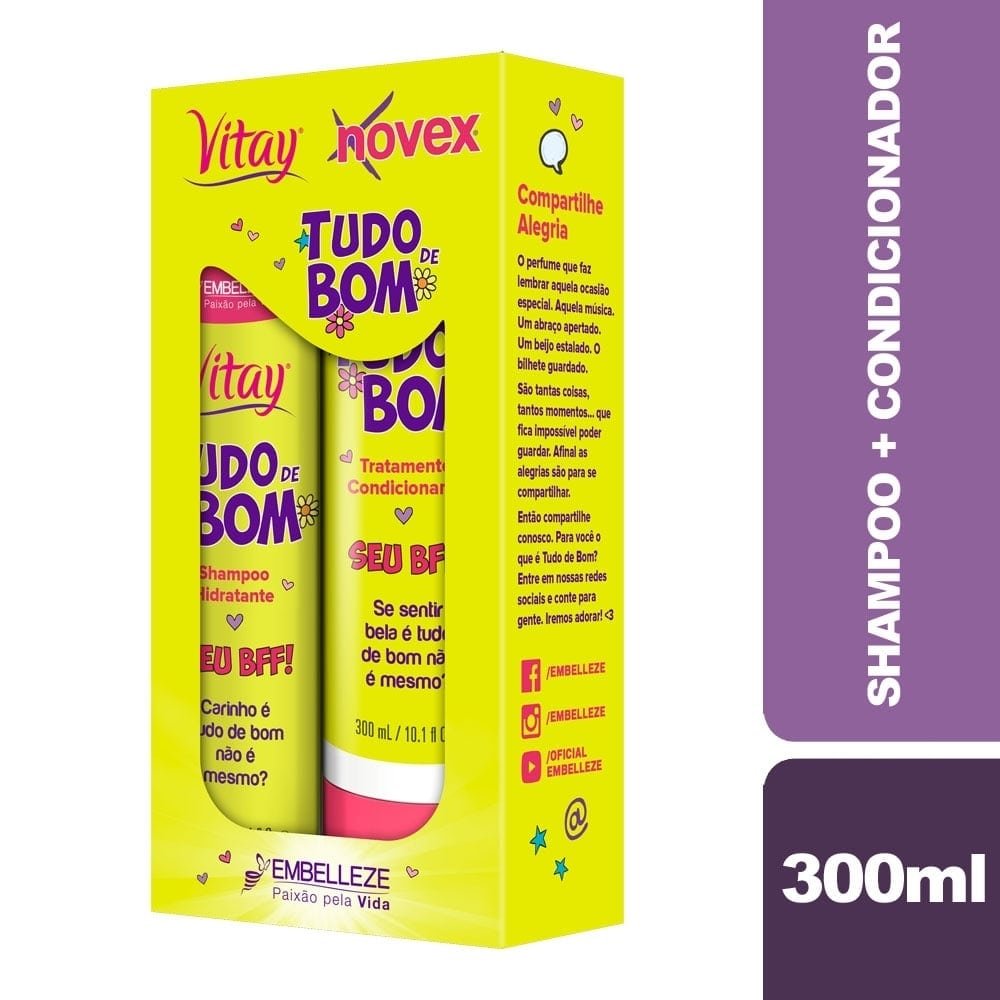 Kit com Shampoo + Condicionador Novex Tudo de Bom 300ml