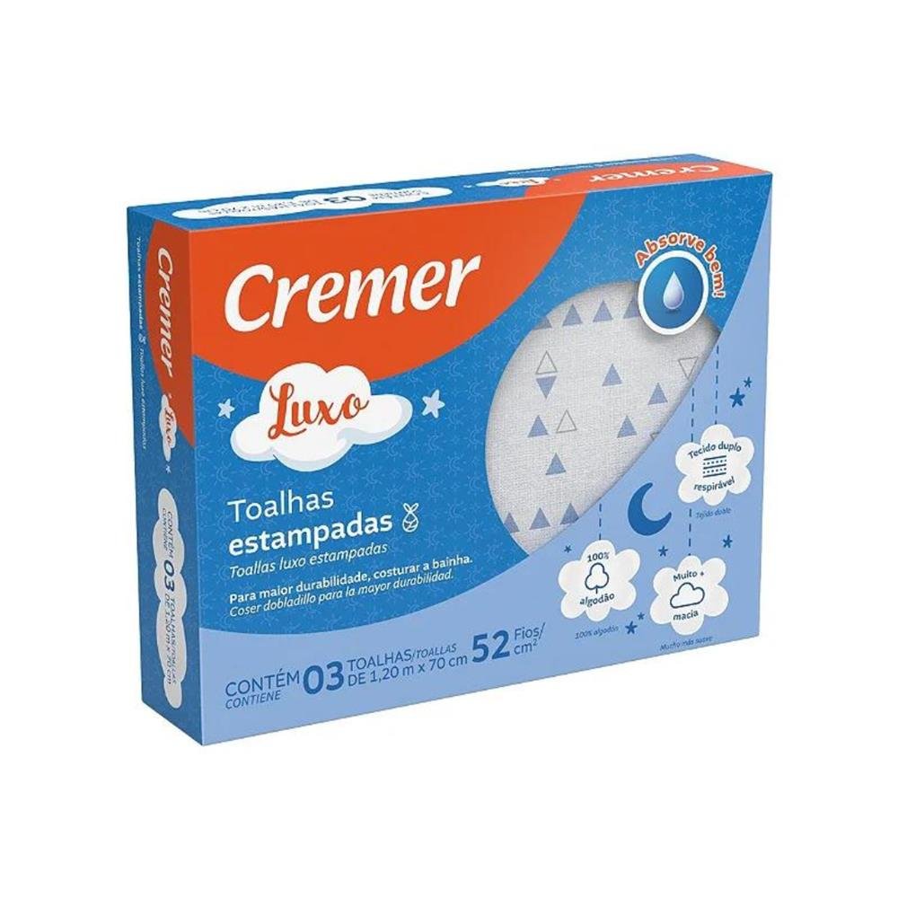 Toalha Fralda Cremer Luxo 1,2mx70cm Masculino 3 Unidades