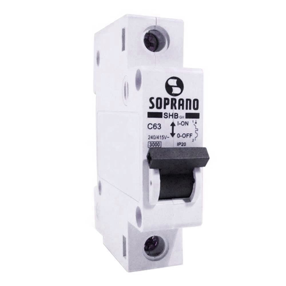 Disjuntor Soprano Din SHB-GII 1P 20A Curva C Branco