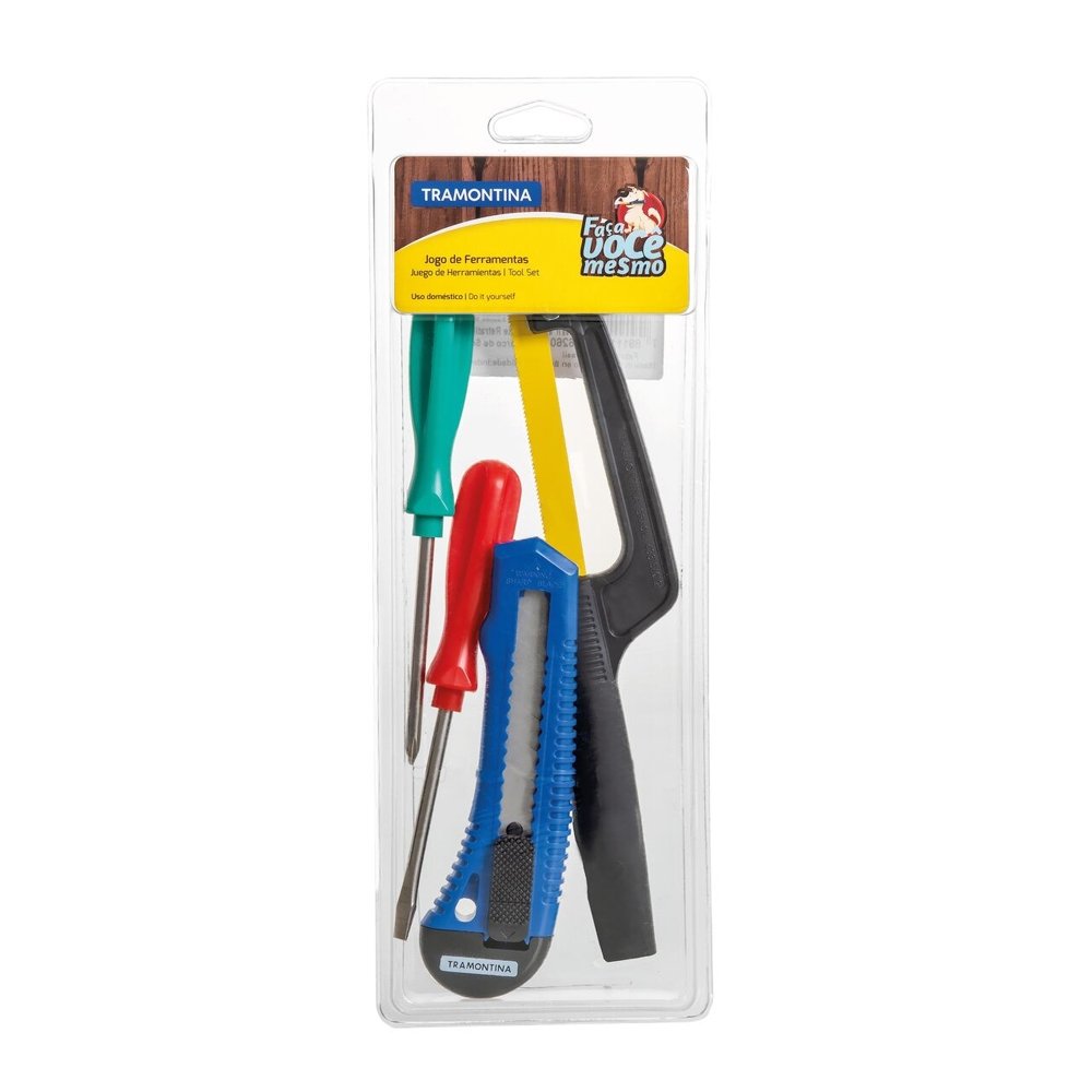 Kit de Ferramentas Tramontina 4 Peças Mini Arco/Estilete/2 Chaves Fenda/Philips
