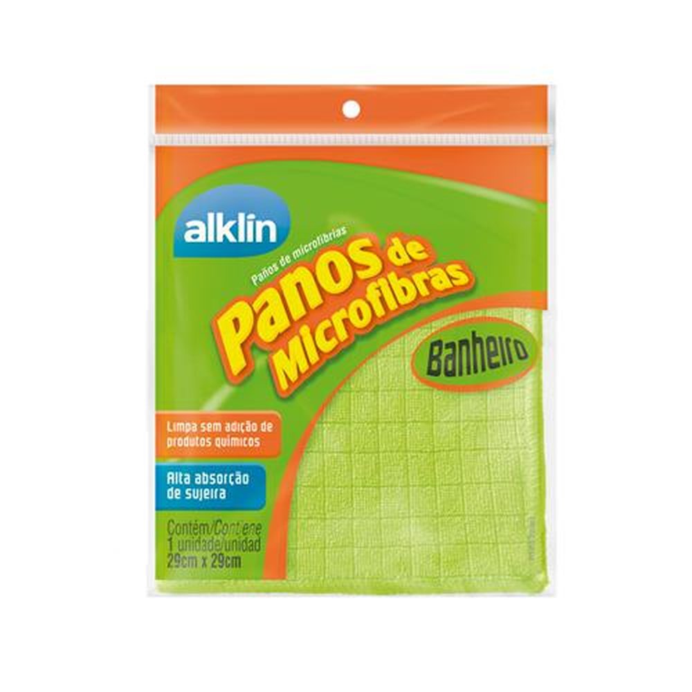 Pano Microfibra 29x29 com 1 unidade- Cor - Verde/ Marca Alklin