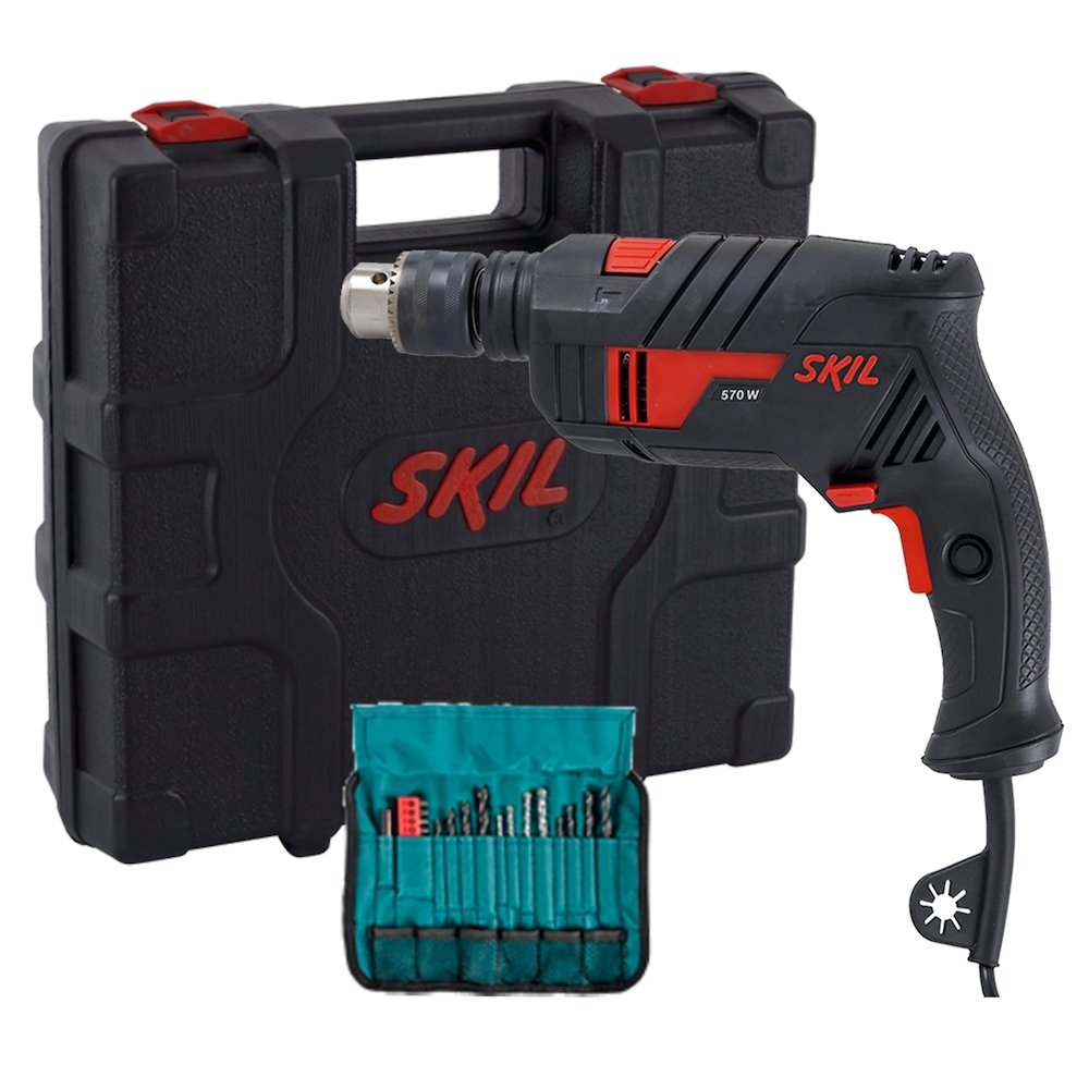 Furadeira de Impacto Skil 1/2 6555 VVR Grátis 23 Acessórios com Maleta 570W 110V